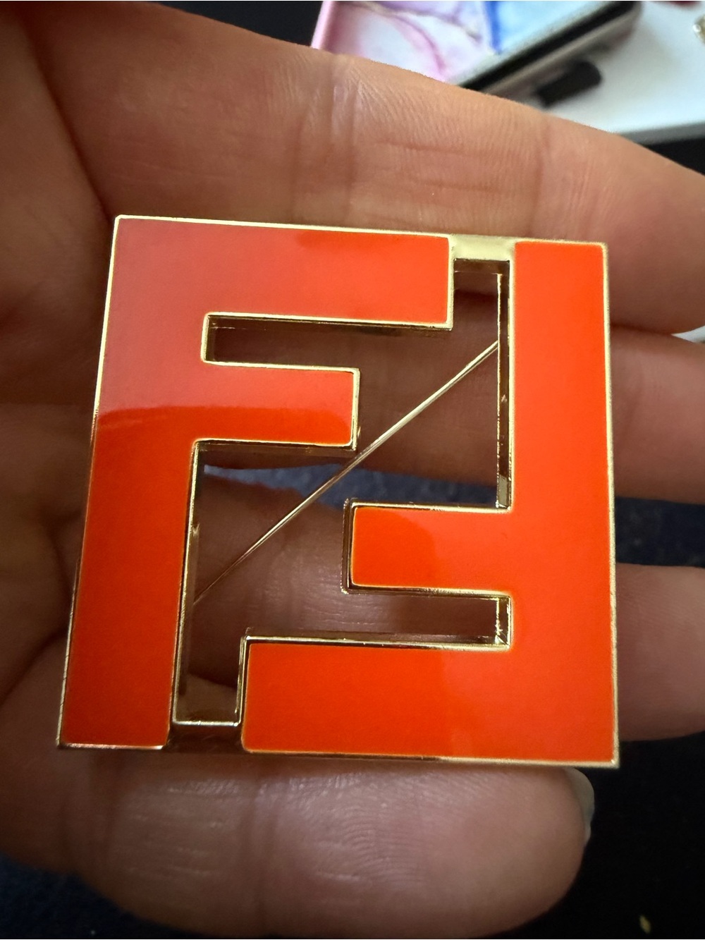 Fashion Undranded Orange Geometric Enamel Lapel Pin